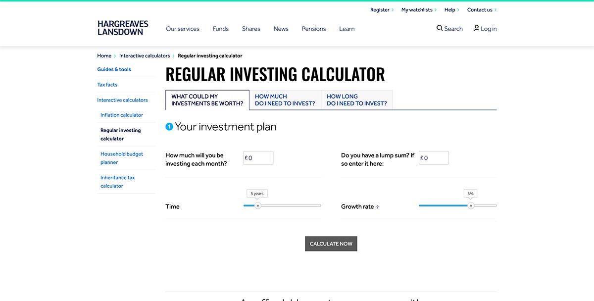 Regular Investing Calculator by Hargreaves Lansdown